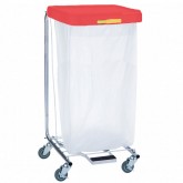 Single Medium Duty Hamper with Foot Pedal - Red Lid, 35 inch tall